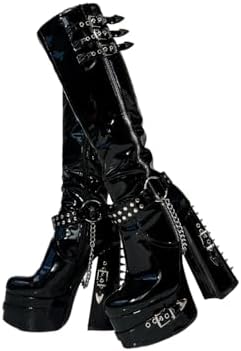 Frankie Hsu Sexy Gothic Ankle Boots High Heel Chunky Platform Knee